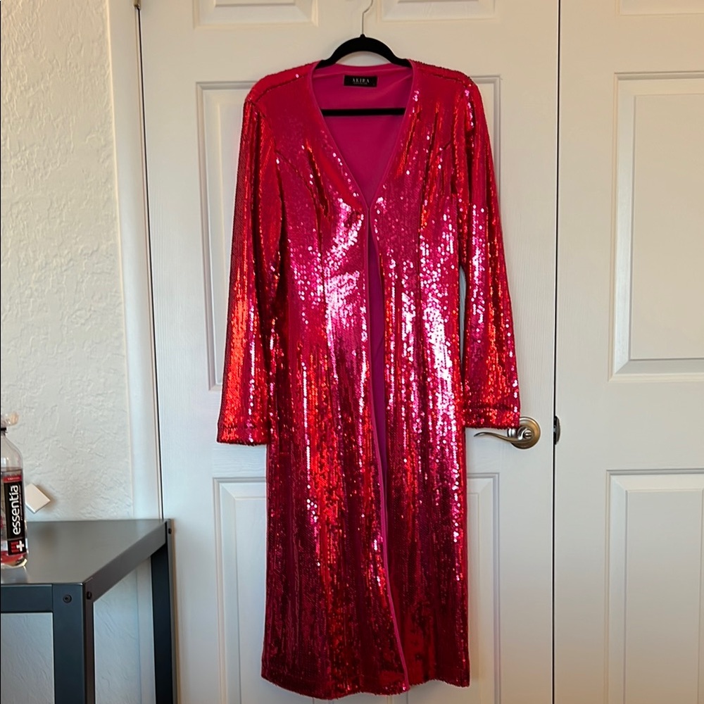 AKIRA Red Sequin Cape